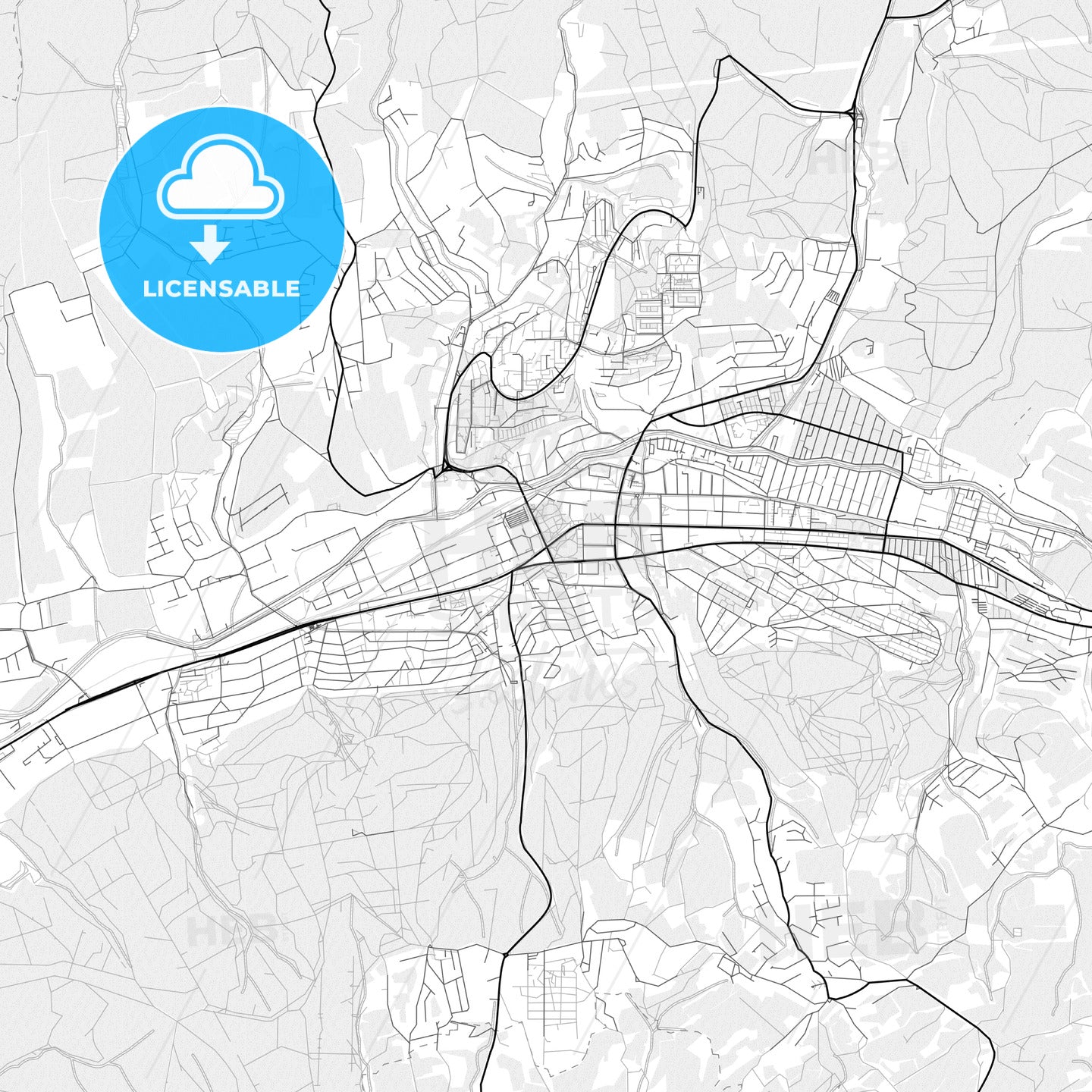 Vector PDF map of Zlín, Czechia - HEBSTREITS