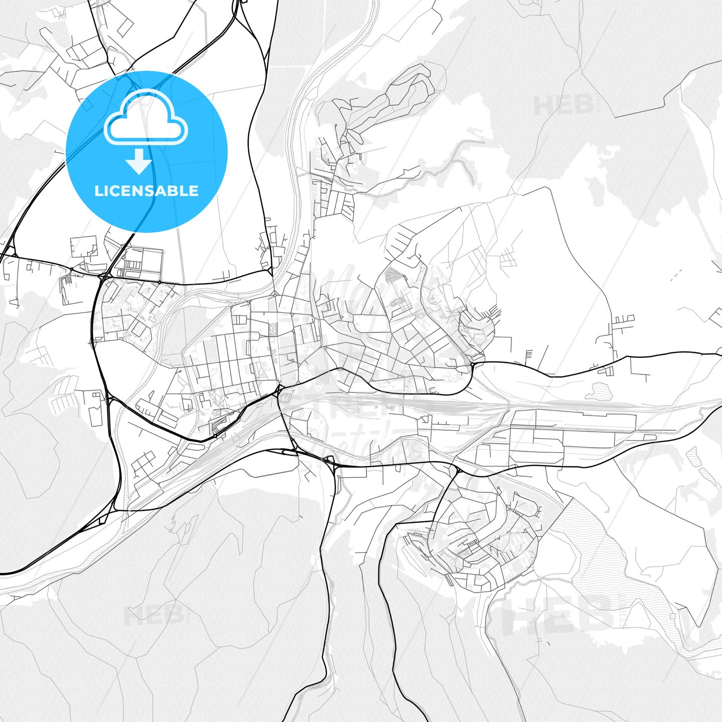 Vector PDF map of Zvolen, Slovakia