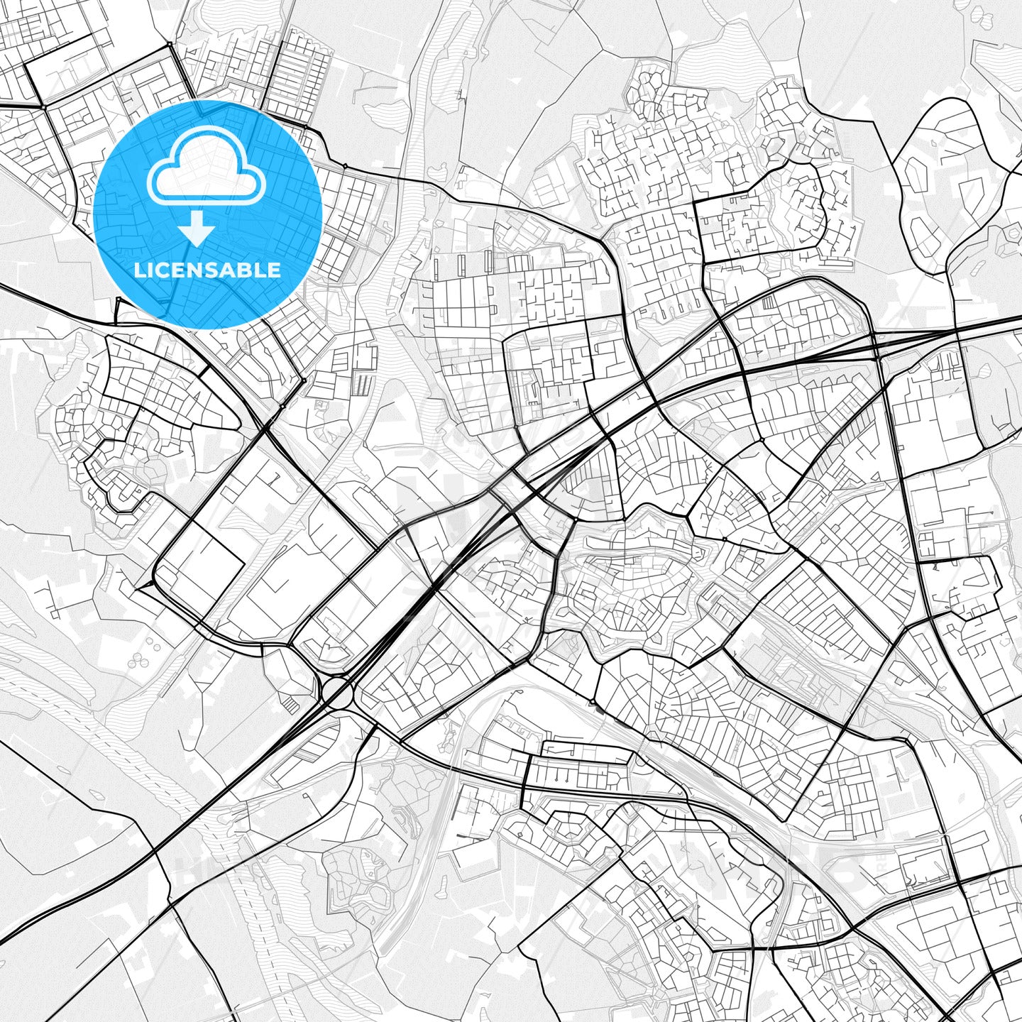 Vector PDF map of Zwolle, Netherlands