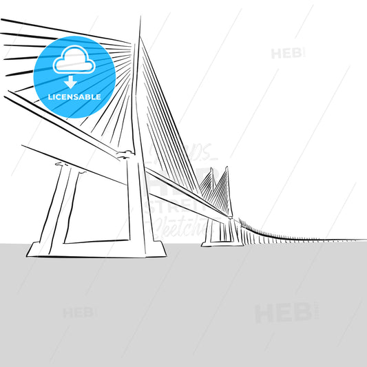 Vector hand-drawn Oresund Bridge, Sweden – instant download
