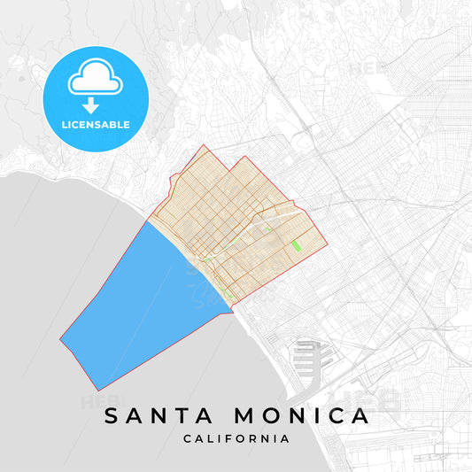 Vector map of Santa Monica, California, USA - HEBSTREITS