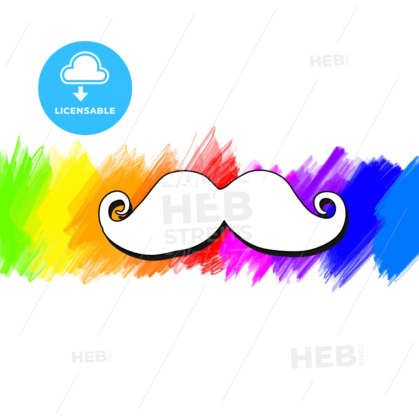 Vector mustache painted colorful background – instant download