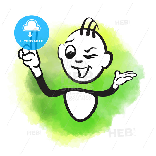 Vector stick man of happy male wink – instant download