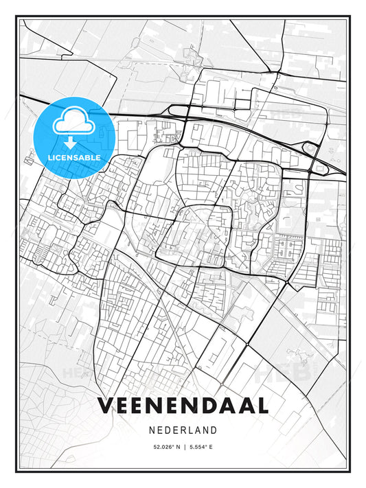 Veenendaal, Netherlands, Modern Print Template in Various Formats - HEBSTREITS Sketches