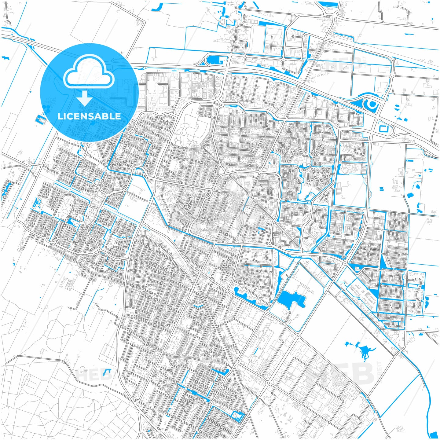 Veenendaal, Utrecht, Netherlands, city map with high quality roads.