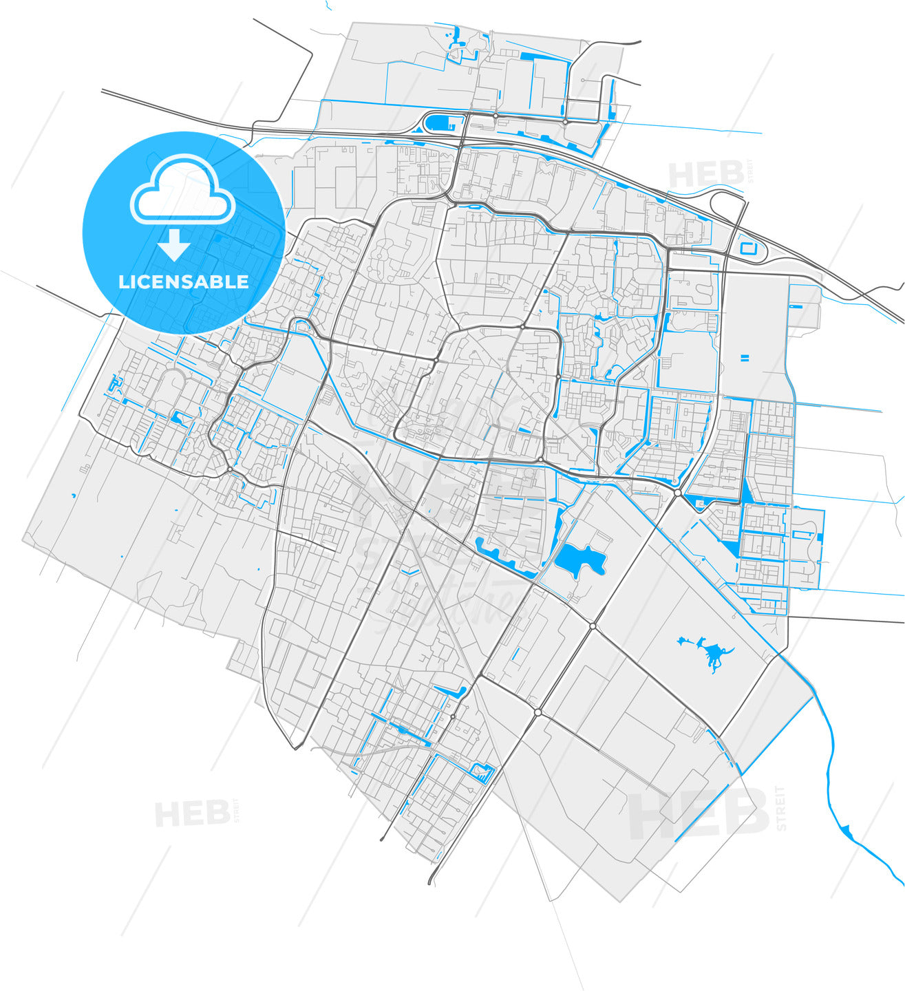 Veenendaal, Utrecht, Netherlands, high quality vector map