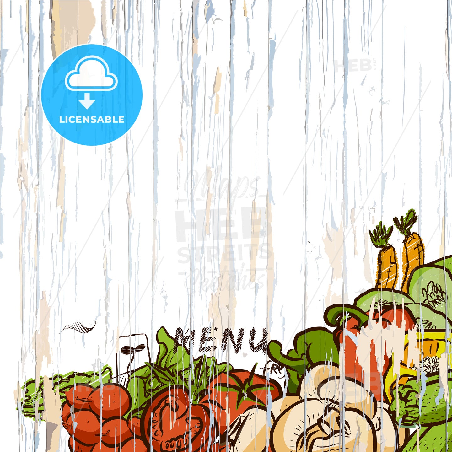 Vegetables on wood menu background – instant download