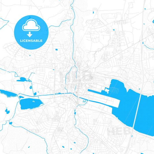 Vejle, Denmark PDF vector map with water in focus