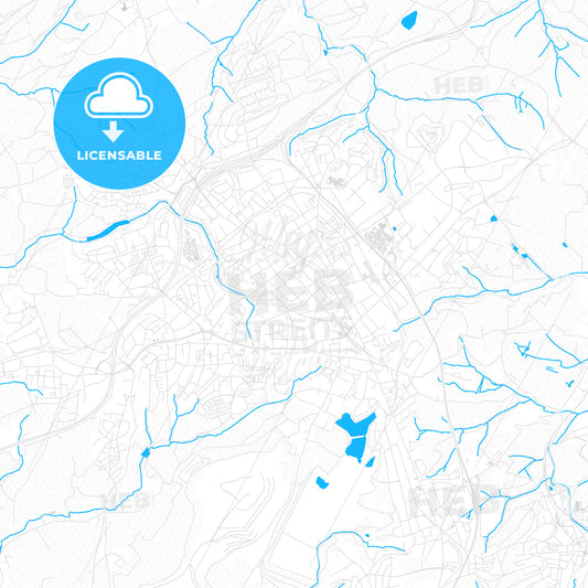 Velbert, Germany PDF vector map with water in focus