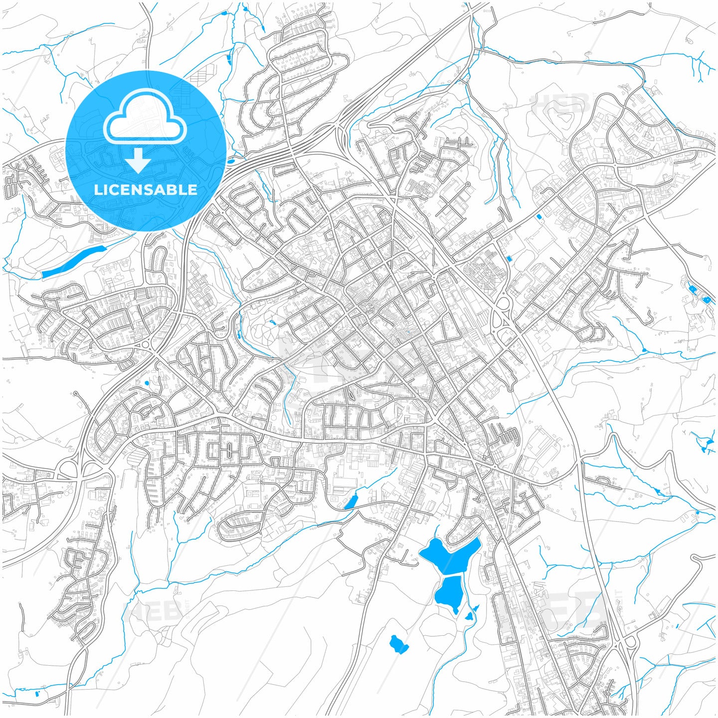 Velbert, North Rhine-Westphalia, Germany, city map with high quality roads.