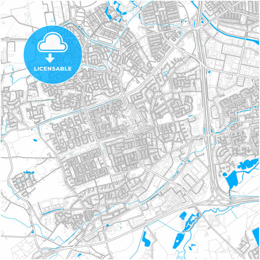 Veldhoven, North Brabant, Netherlands, city map with high quality roads.