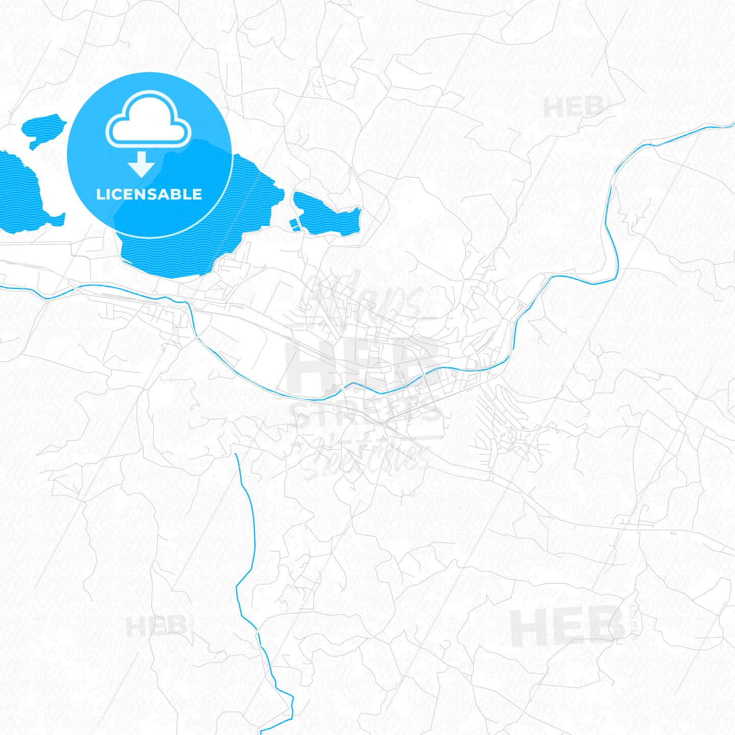 Velenje, Slovenia PDF vector map with water in focus