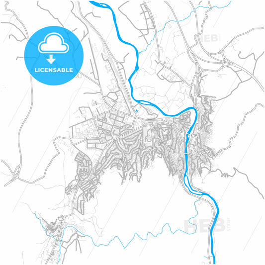 Veles, North Macedonia, city map with high quality roads.