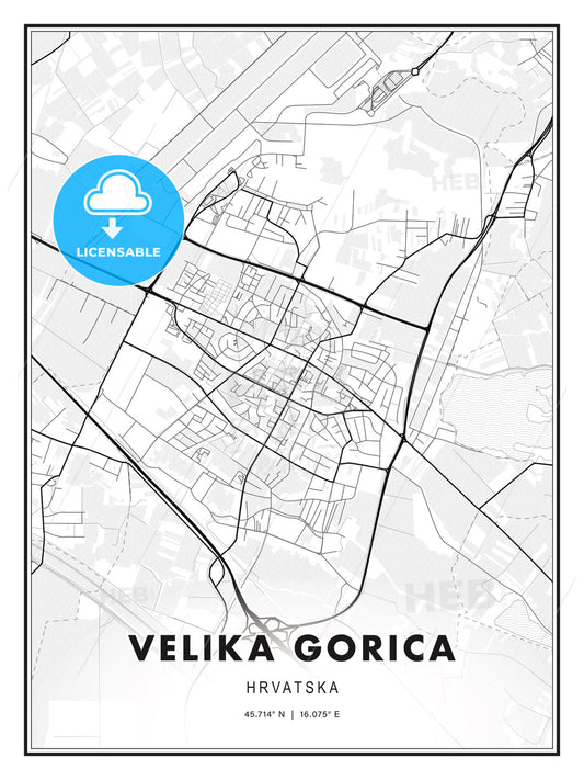 Velika Gorica, Croatia, Modern Print Template in Various Formats - HEBSTREITS Sketches