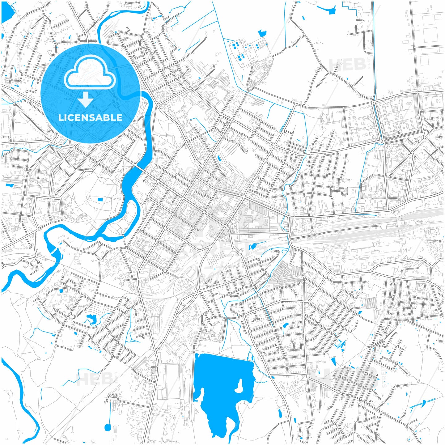 Velikiye Luki, Pskov Oblast, Russia, city map with high quality roads.