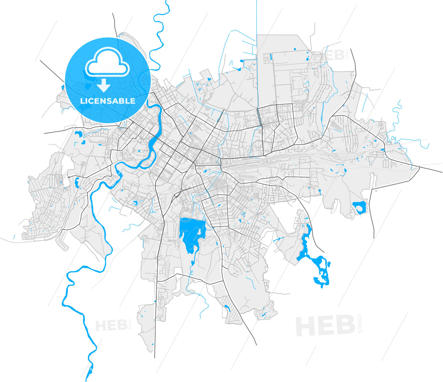 Velikiye Luki, Pskov Oblast, Russia, high quality vector map