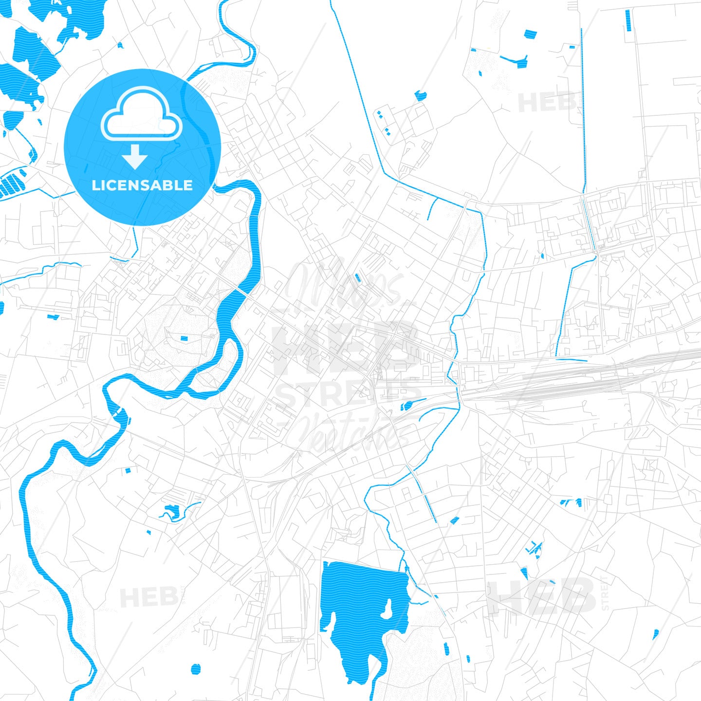 Velikiye Luki, Russia PDF vector map with water in focus