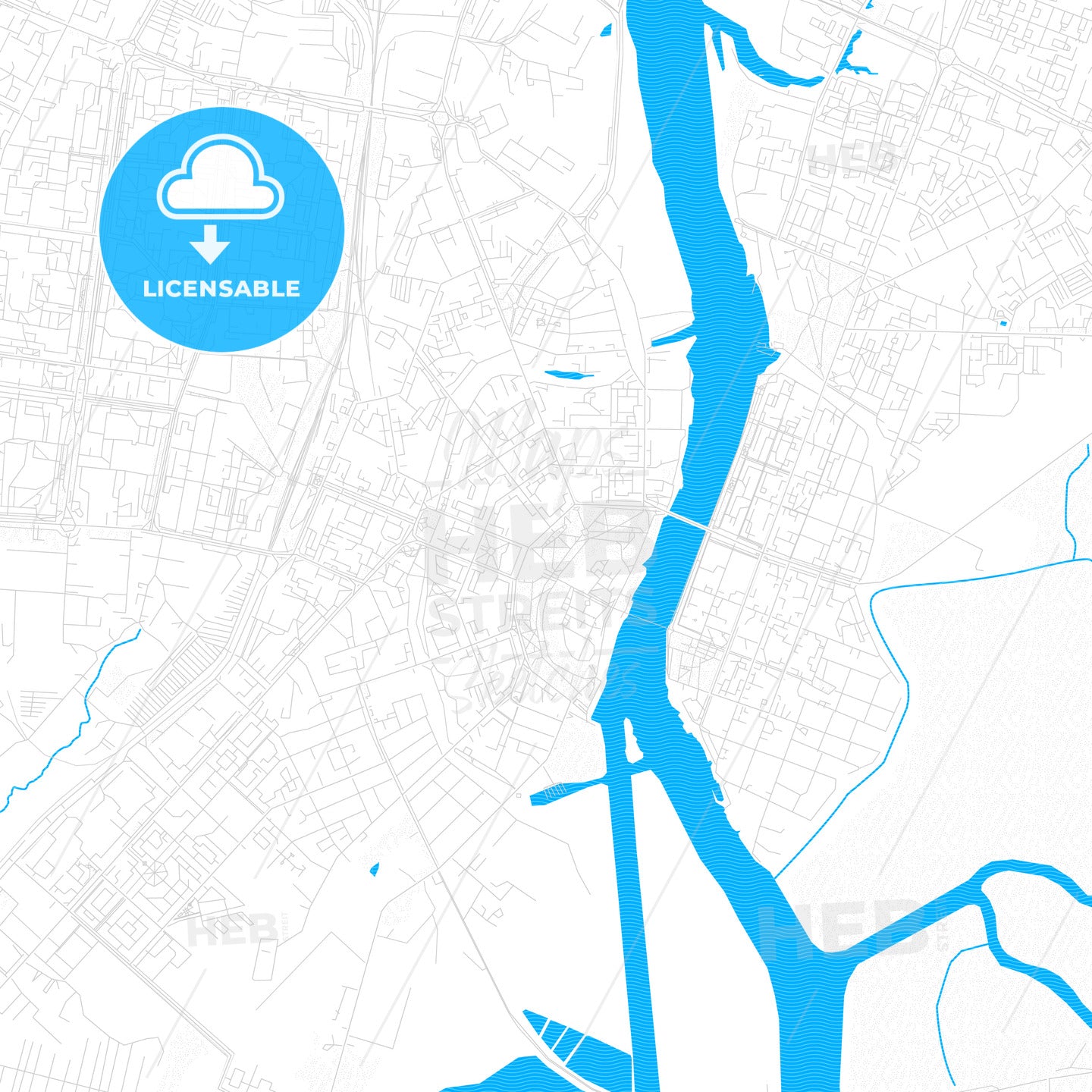 Veliky Novgorod, Russia PDF vector map with water in focus