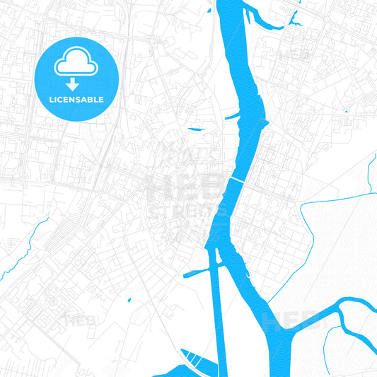 Veliky Novgorod, Russia PDF vector map with water in focus