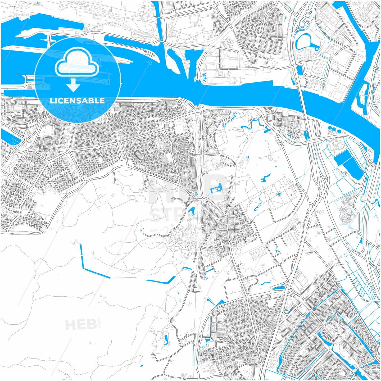 Velsen, North Holland, Netherlands, city map with high quality roads.