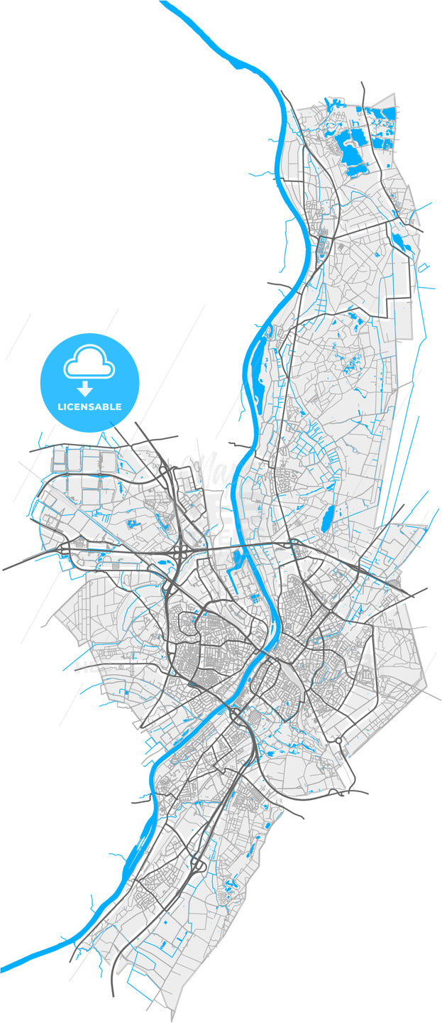 Venlo, Limburg, Netherlands, high quality vector map