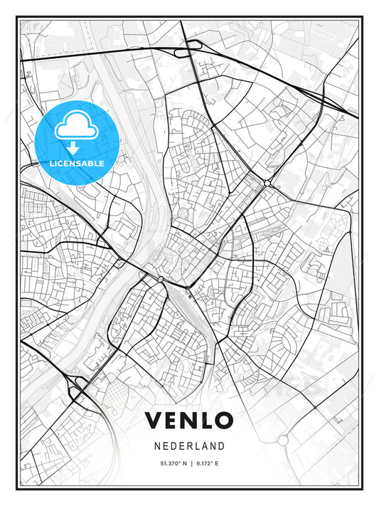 Venlo, Netherlands, Modern Print Template in Various Formats - HEBSTREITS Sketches