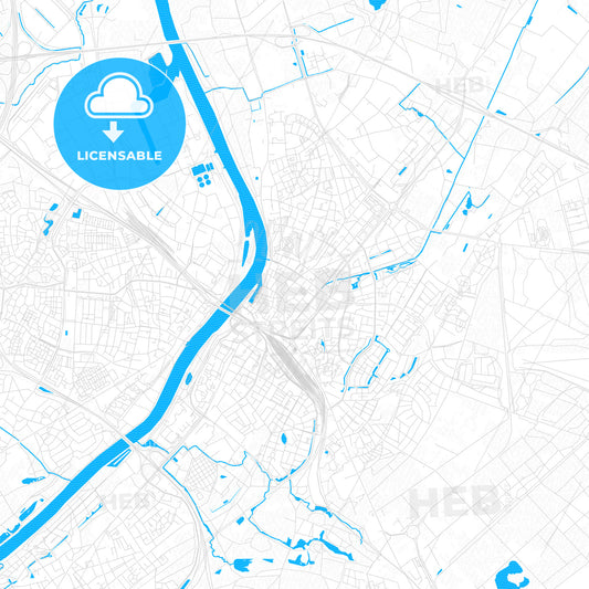 Venlo, Netherlands PDF vector map with water in focus