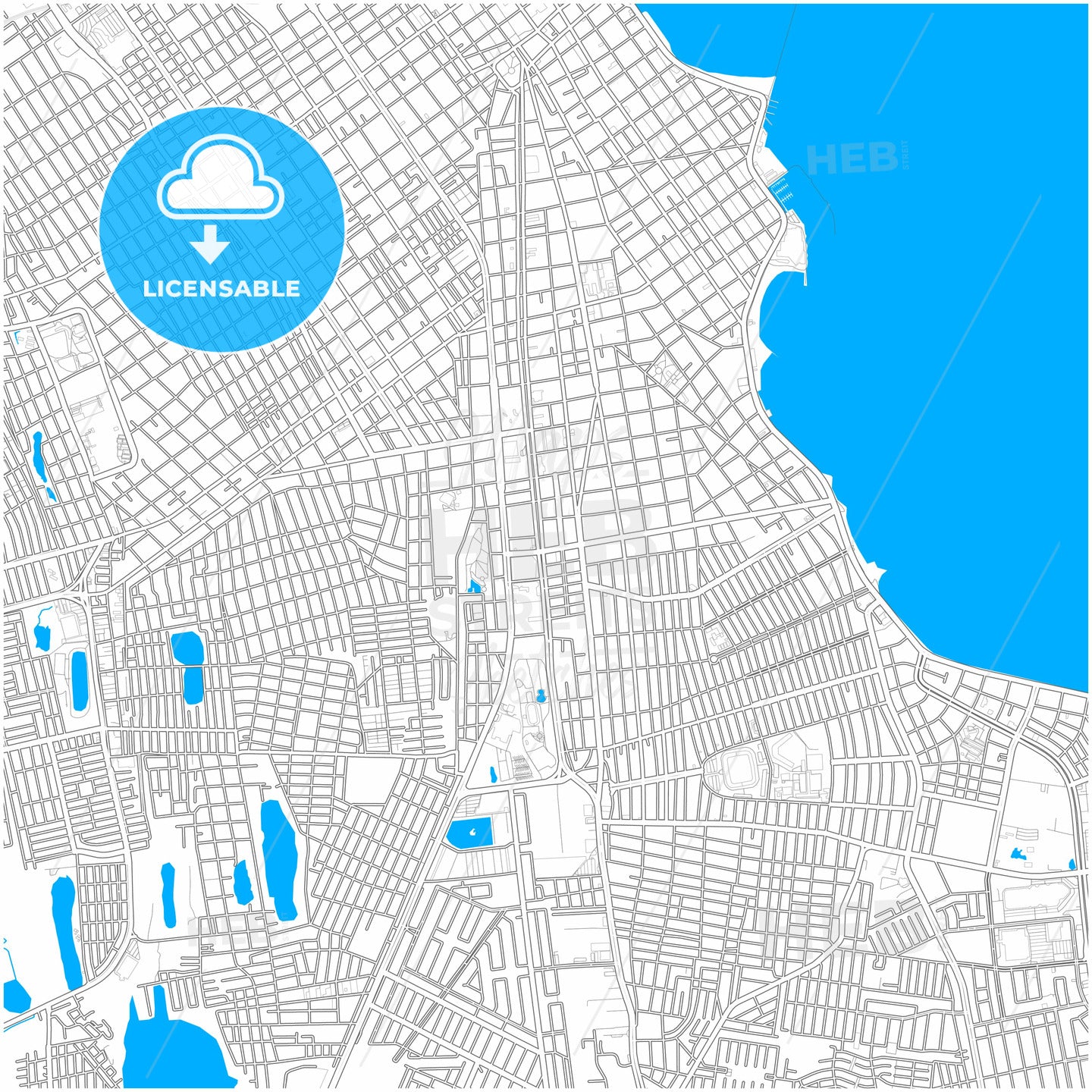 Veracruz, Veracruz, Mexico, city map with high quality roads.