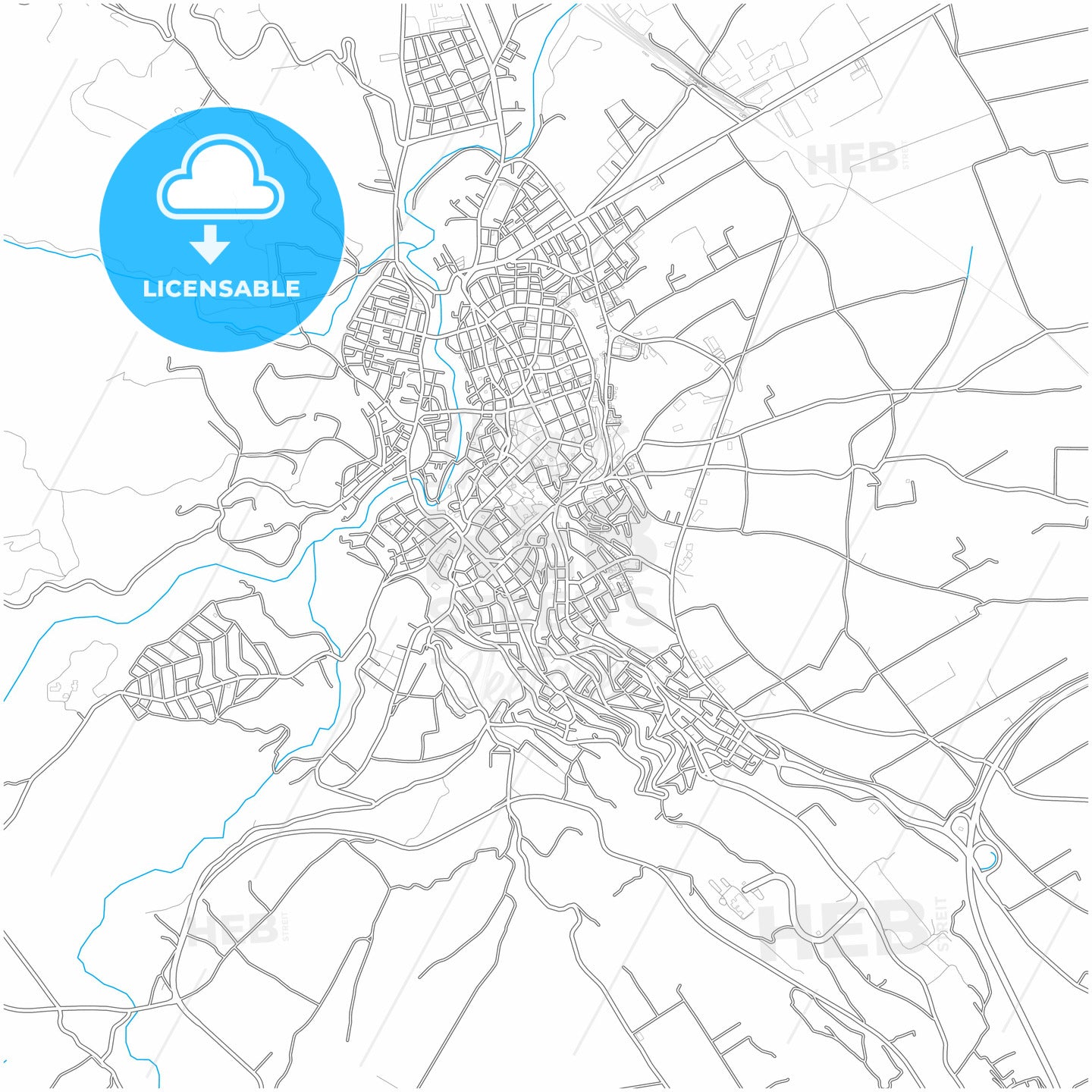 Veria, Central Macedonia, Greece, city map with high quality roads.