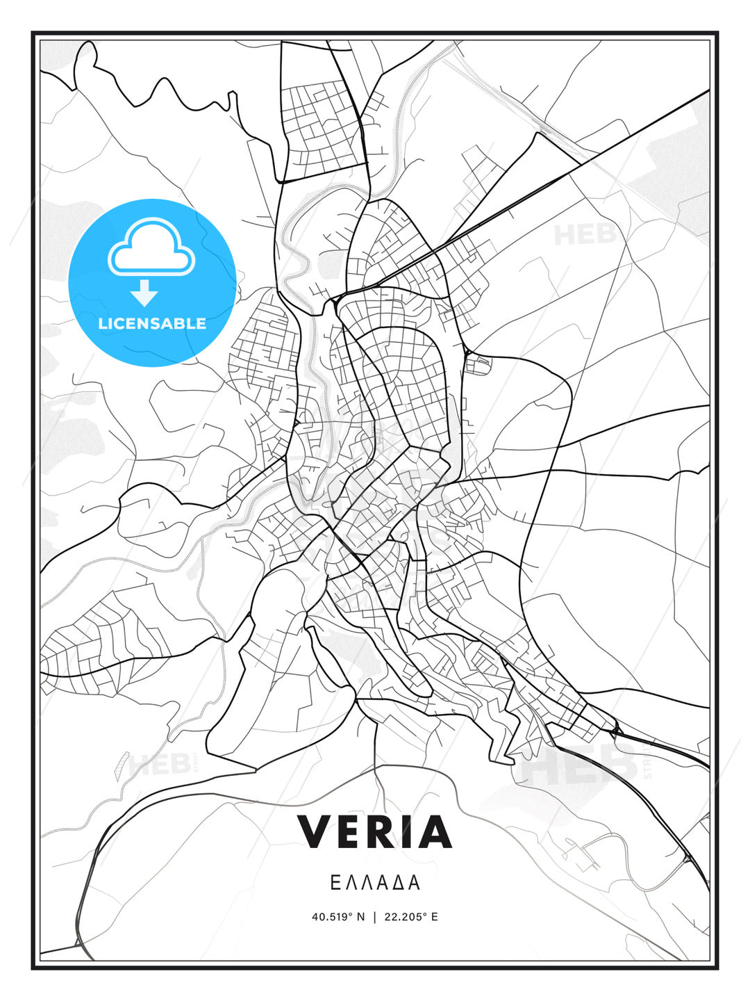 Veria, Greece, Modern Print Template in Various Formats - HEBSTREITS Sketches