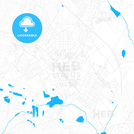 Verkhnyaya Pyshma, Russia PDF vector map with water in focus