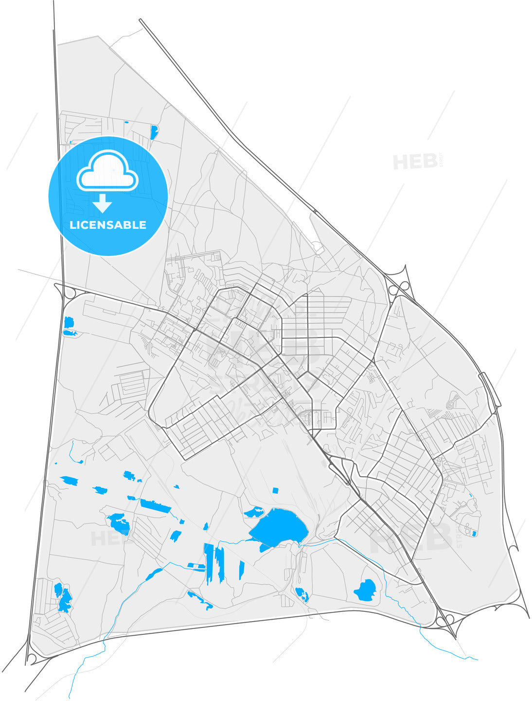 Verkhnyaya Pyshma, Sverdlovsk Oblast, Russia, high quality vector map