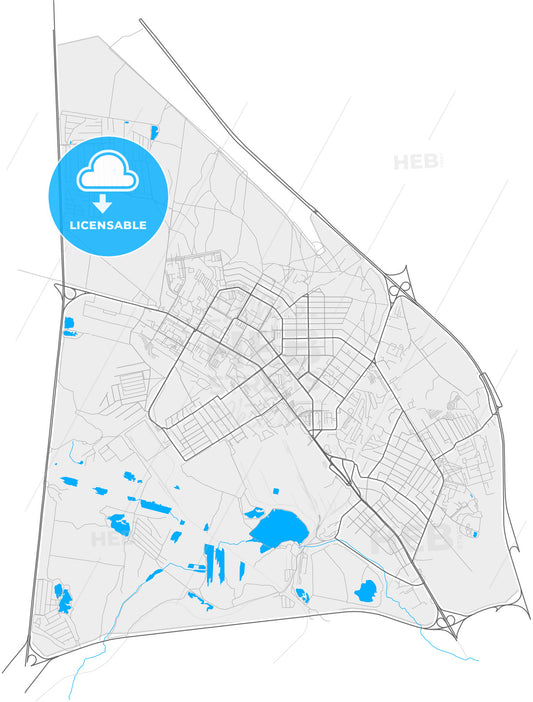 Verkhnyaya Pyshma, Sverdlovsk Oblast, Russia, high quality vector map