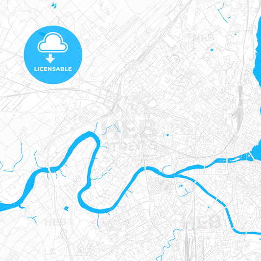 Vernier, Switzerland PDF vector map with water in focus