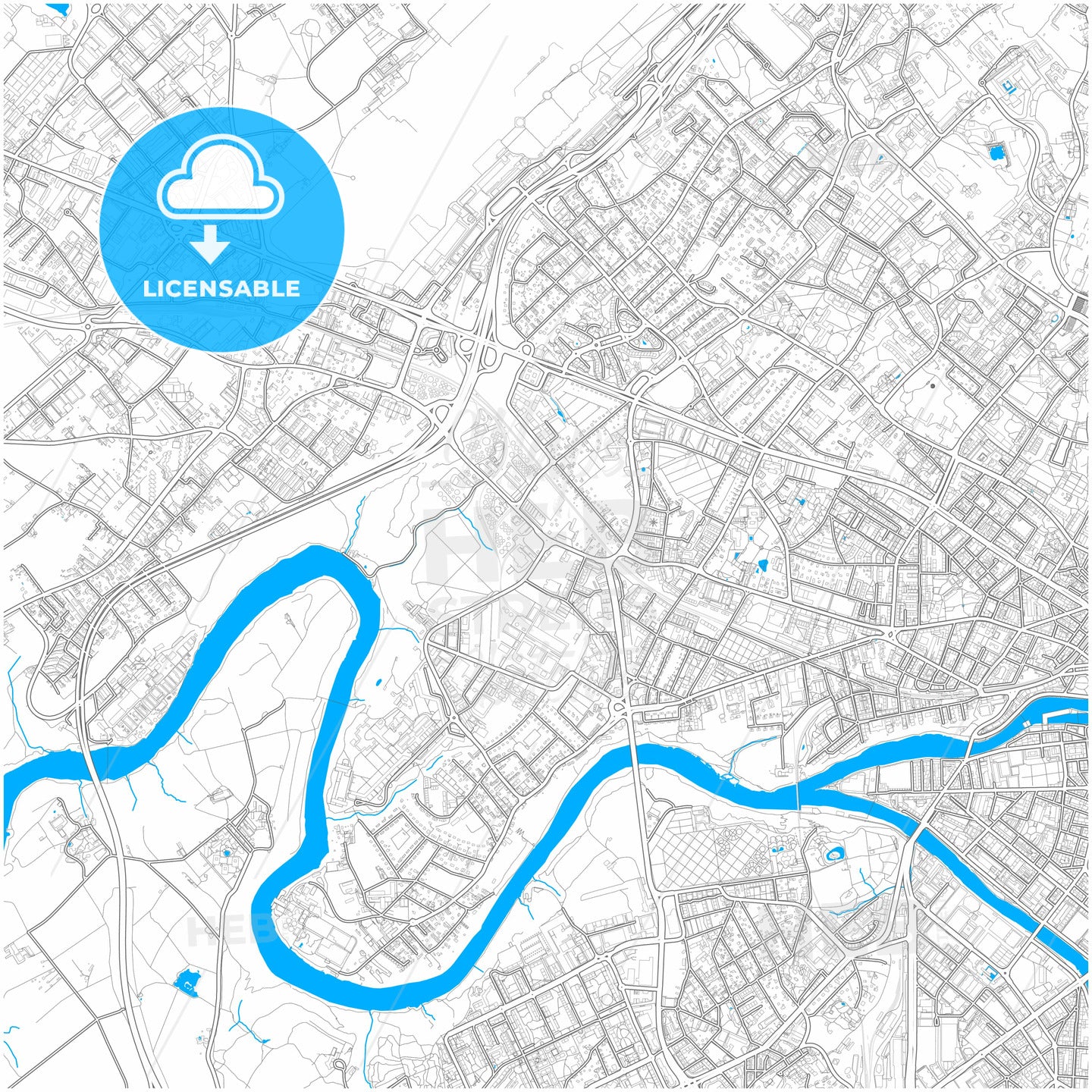 Vernier, Switzerland, city map with high quality roads.