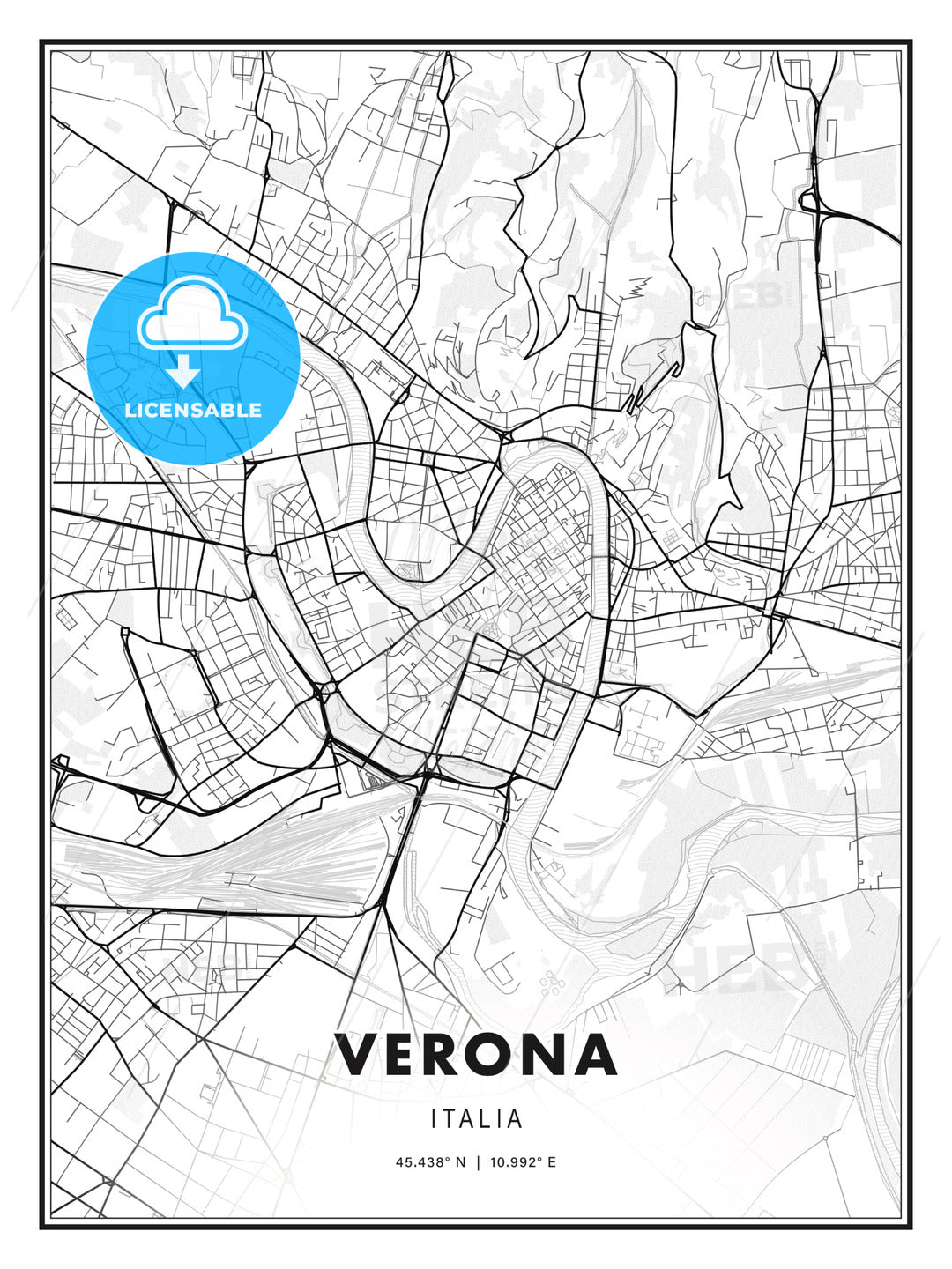 Verona, Italy, Modern Print Template in Various Formats - HEBSTREITS Sketches