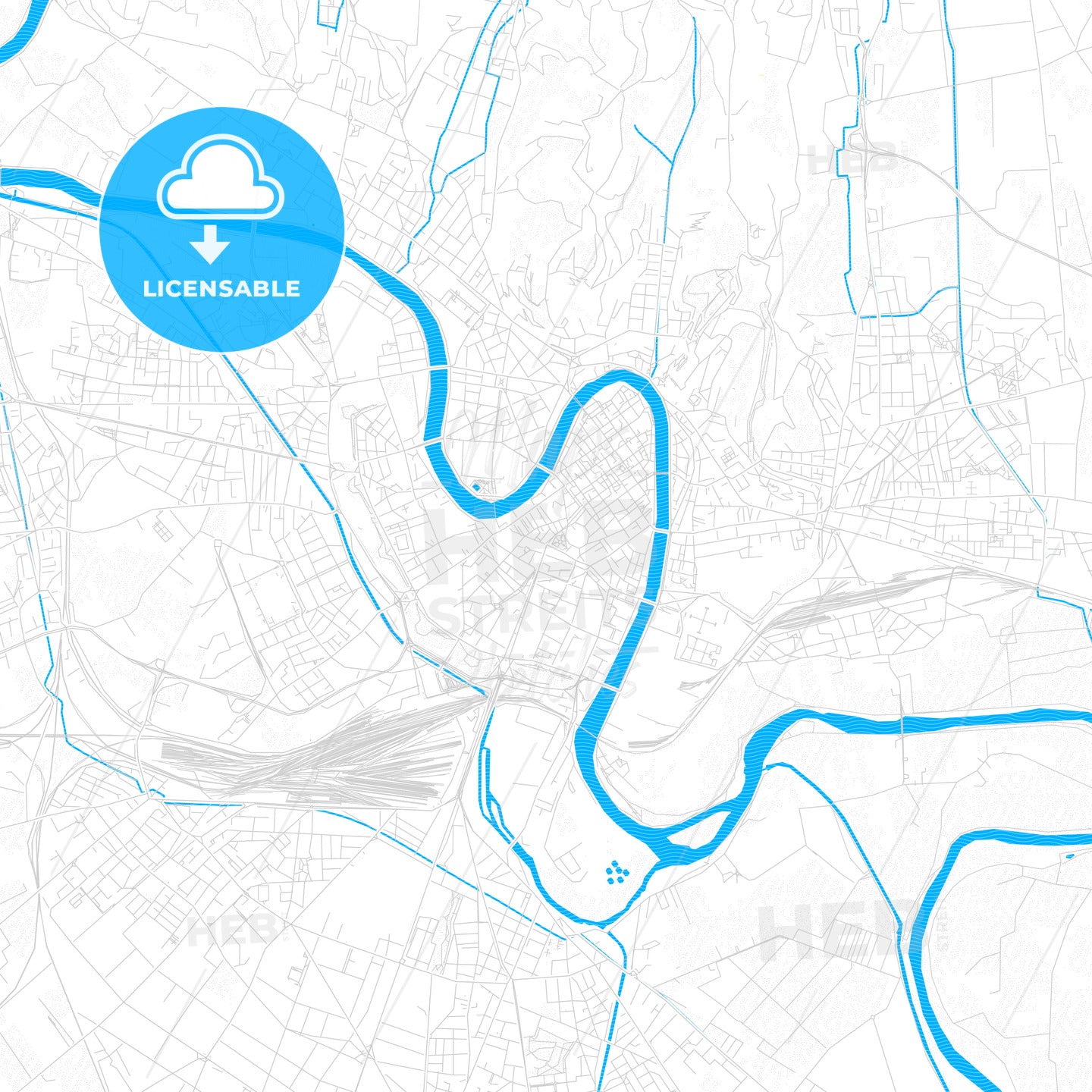 Verona, Italy PDF vector map with water in focus