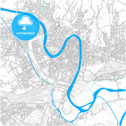 Verona, Veneto, Italy, city map with high quality roads.