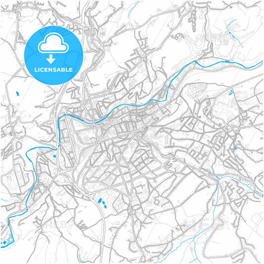 Verviers, Liège, Belgium, city map with high quality roads.