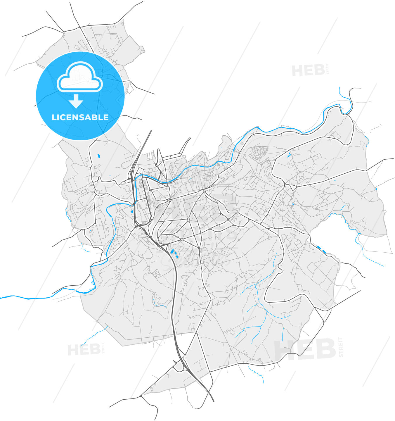 Verviers, Liège, Belgium, high quality vector map