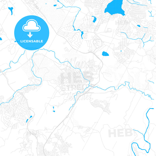 Vespasiano, Brazil PDF vector map with water in focus