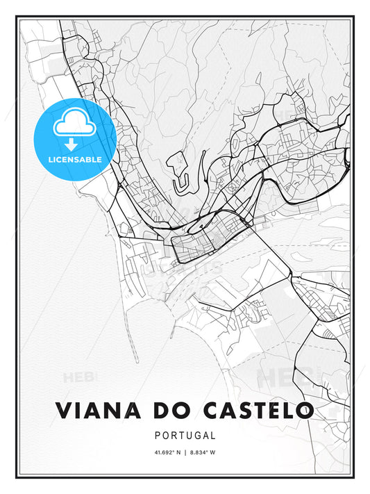 Viana do Castelo, Portugal, Modern Print Template in Various Formats - HEBSTREITS Sketches