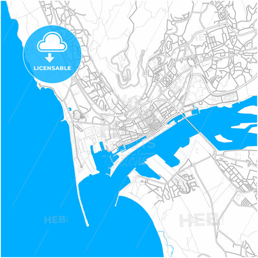 Viana do Castelo, Viana do Castelo, Portugal, city map with high quality roads.