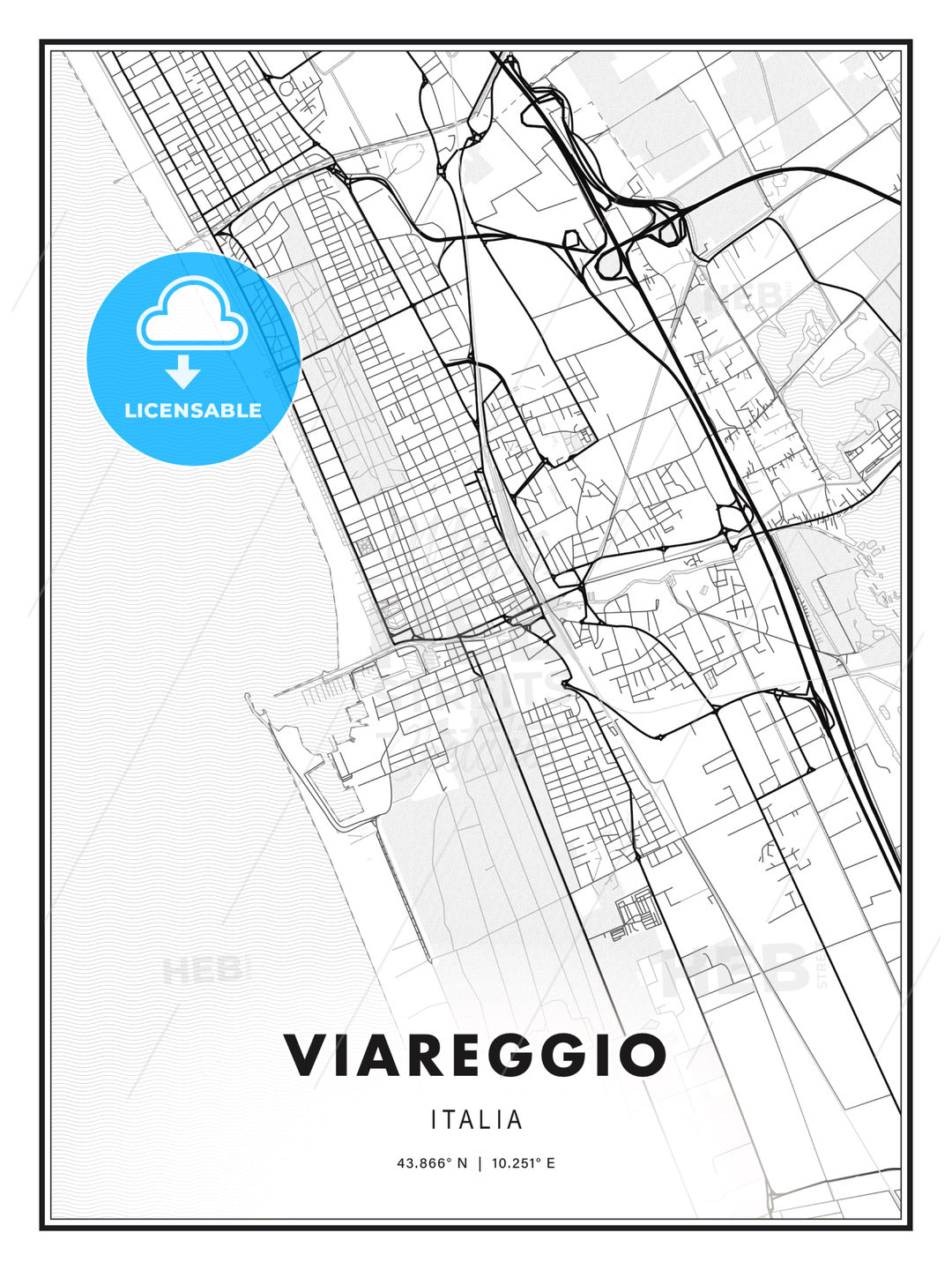 Viareggio, Italy, Modern Print Template in Various Formats - HEBSTREITS Sketches
