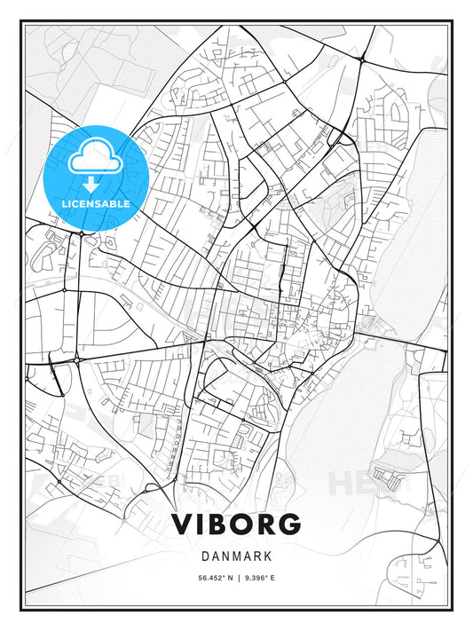 Viborg, Denmark, Modern Print Template in Various Formats - HEBSTREITS Sketches