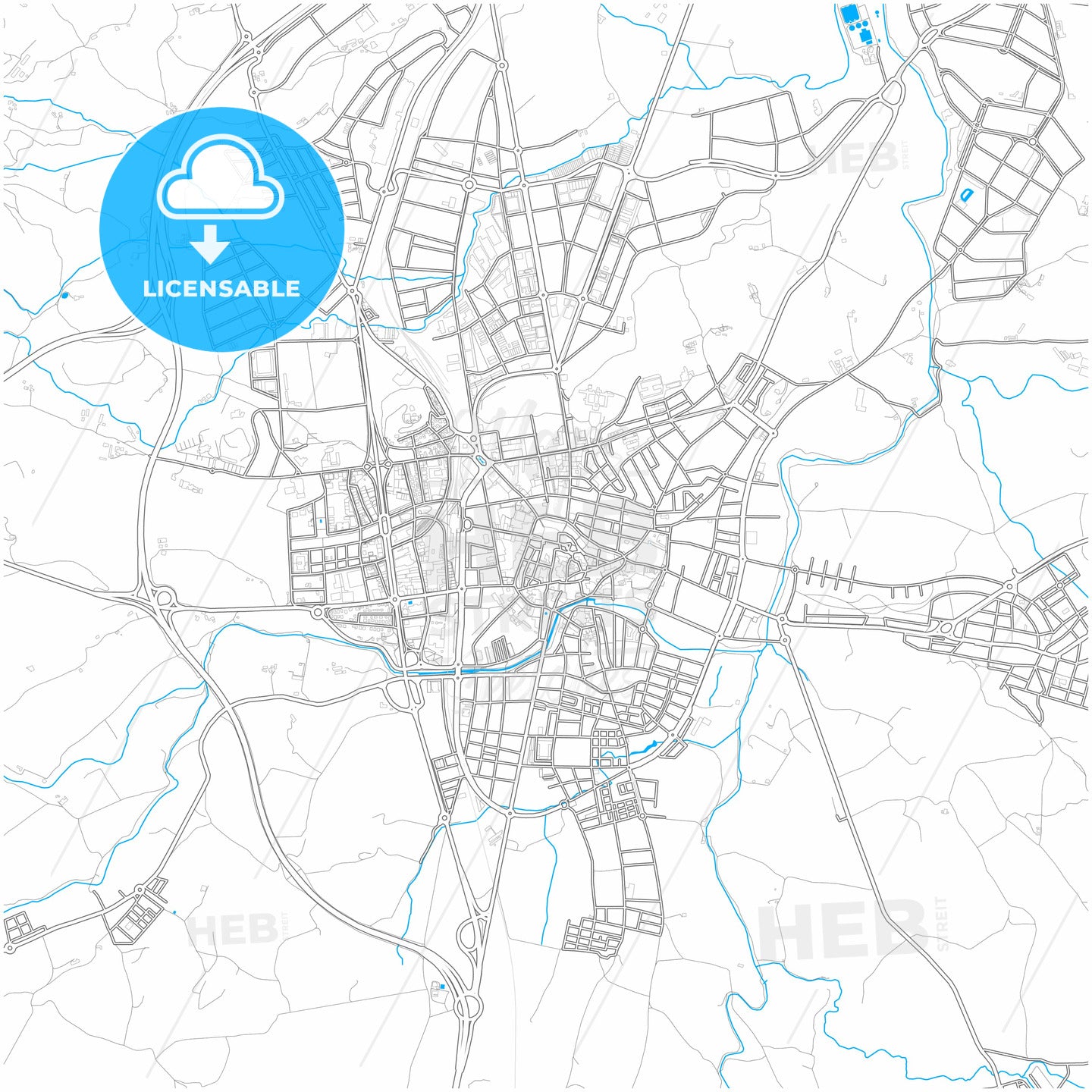 Vic, Barcelona, Spain, city map with high quality roads.