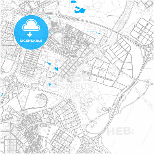 Vicálvaro, Madrid, Spain, city map with high quality roads.