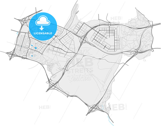 Vicálvaro, Madrid, Spain, high quality vector map