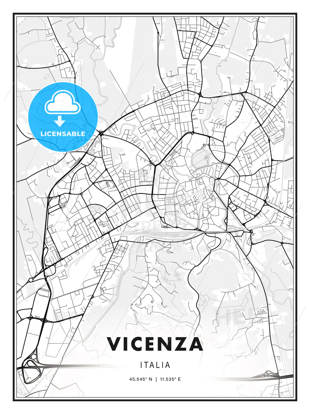 Vicenza, Italy, Modern Print Template in Various Formats - HEBSTREITS Sketches