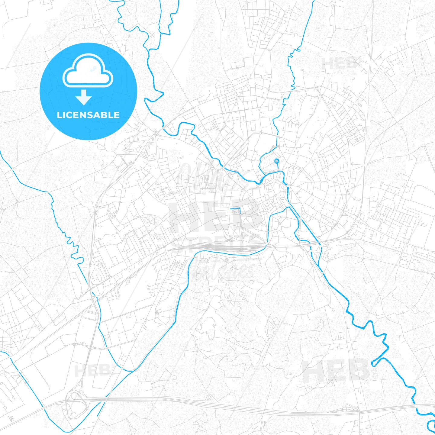 Vicenza, Italy PDF vector map with water in focus